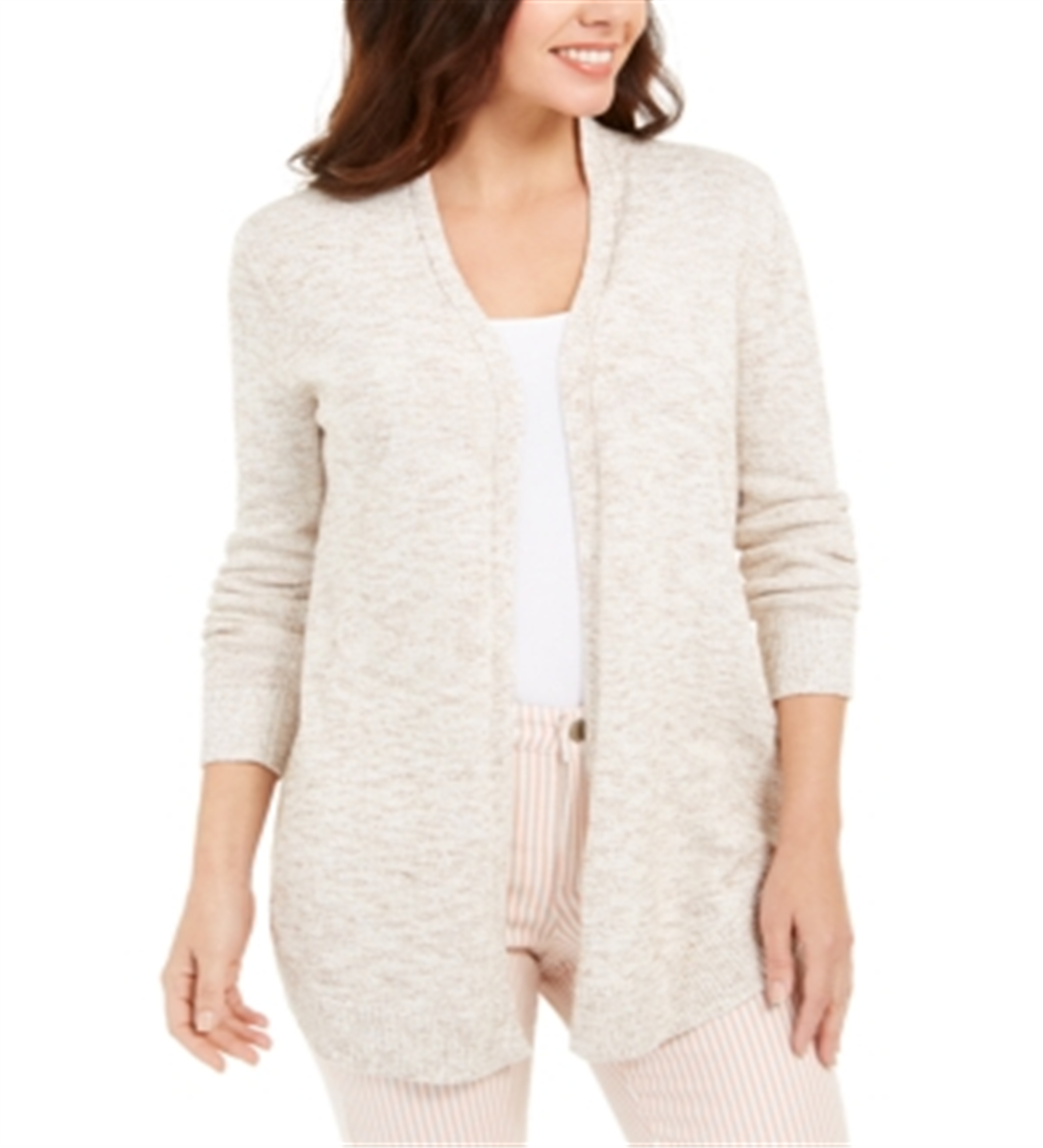 Charter Club Women's Curved-Hem Completer Sweater Beige Size XXL