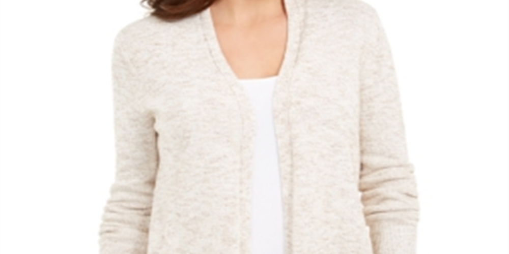 Charter Club Women's Curved-Hem Completer Sweater Beige Size XXL