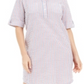 Karen Scott Women's Seersucker Shirtdress Pink Size Small