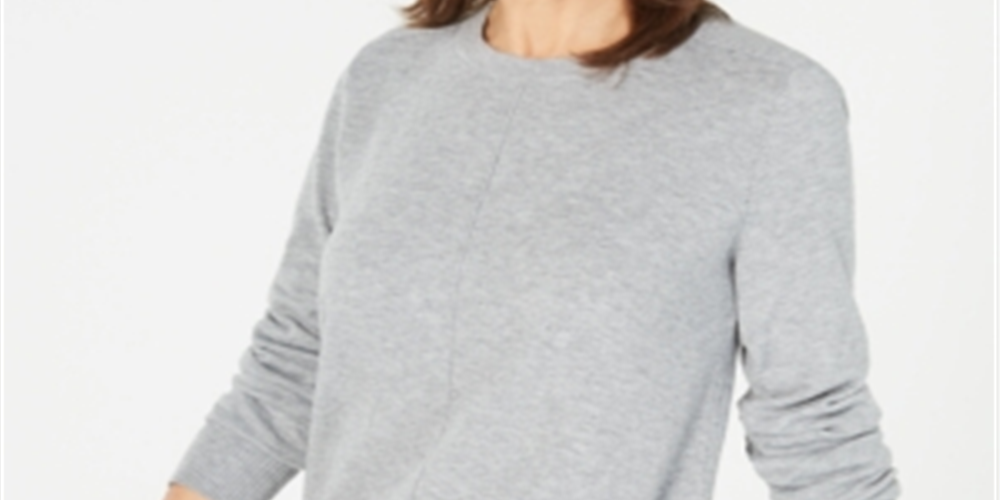 Karen Scott Women's  Plush Front-Seam Sweater  Gray Size Medium