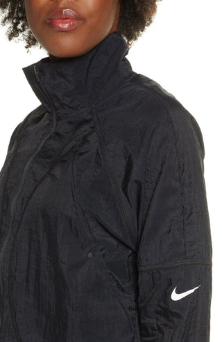 Nike Women's Translucent Cropped Running Jacket Black Size X-Small