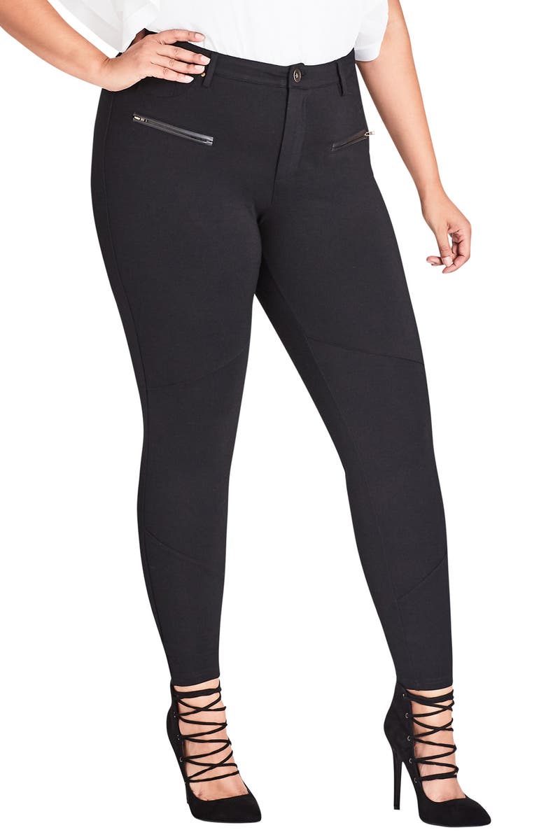 City Chic Women's Utilitarian Skinny Pants Black Size XL