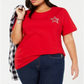 Tommy Hilfiger Women's Plus Embellished Logo T-Shirt Red Size 3X