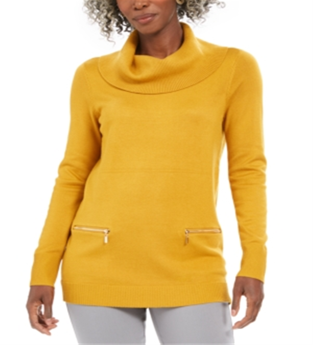 JM Collection Women's Cowl Neck Sweater Yellow Size Small