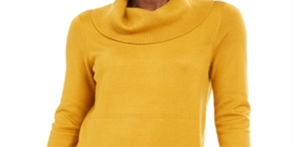JM Collection Women's Cowl Neck Sweater Yellow Size Small