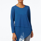 Alfani Womens Petites Layered Asymmetrical Casual Top -Blue Size Petite L
