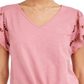 Style & Co Women's Eyelet Sleeve Tie Front Top Pink Size Medium