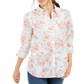 Calvin Klein Women's Cotton Floral Print Shirt White Size X-Large