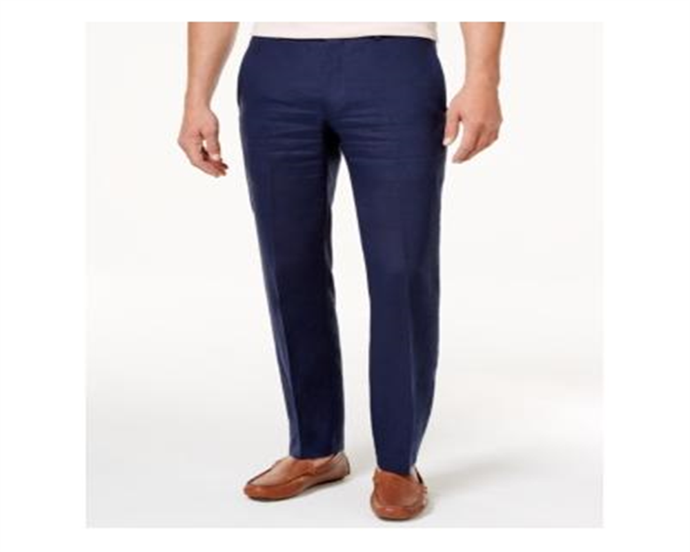 Ralph Lauren Men's Professional Flat Front Linen Pants Blue Size 42X30