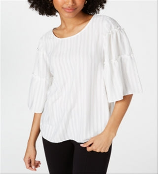 Alfani Women's Bell Sleeve Blouse Top White Size X-Large