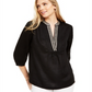 Charter Club Women's Embellished Neck Tunic Black Size X-Small
