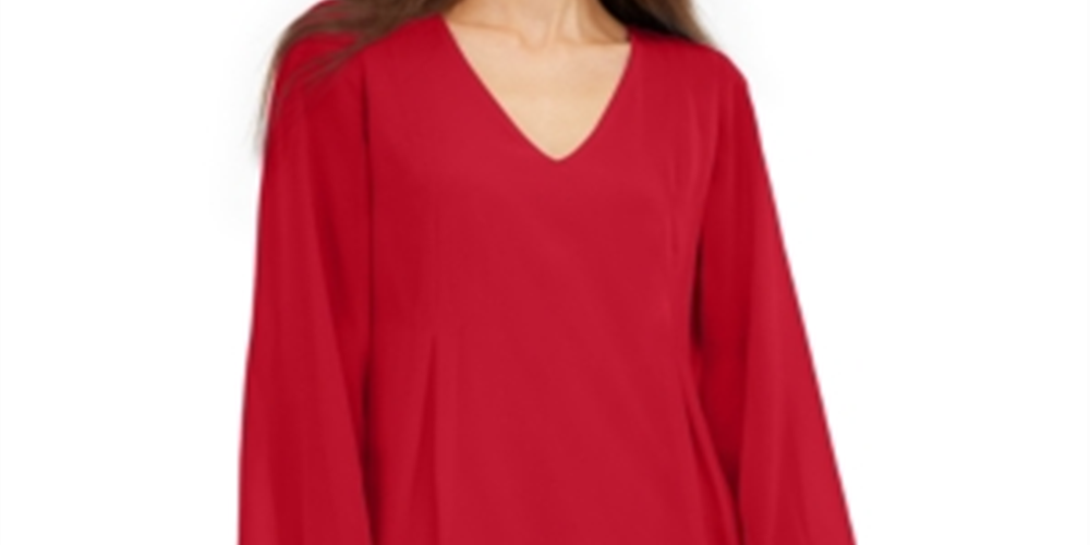 INC International Concepts Women's V Neck Shift Dress Red Size Medium