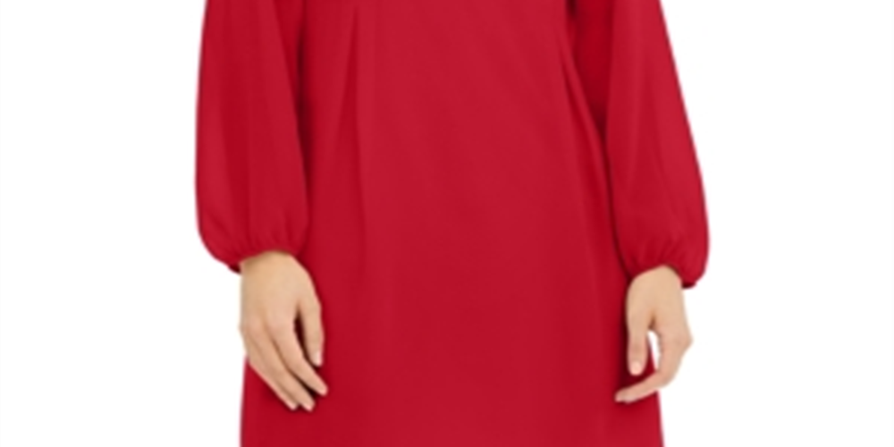 INC International Concepts Women's V Neck Shift Dress Red Size Medium