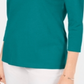 Karen Scott Women's Cotton V-Neck Button-Trim Top Teal Size S