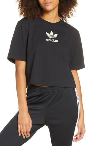 Adidas Women's Large Trefoil Tee Black Size Small