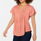Style & Co Women's Textured Flutter Sleeve Top Orange Size Petite XL
