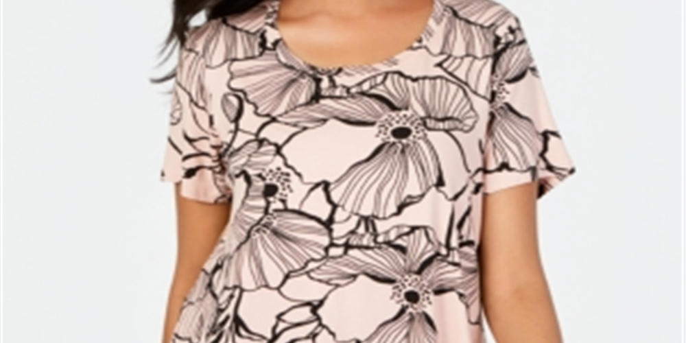 JM Collection Women's Printed Top Pink Size Petite S/M