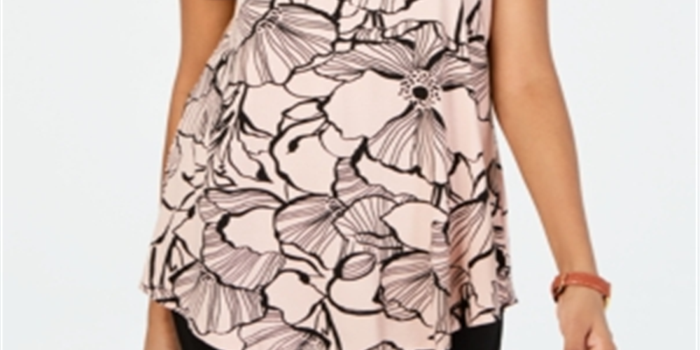 JM Collection Women's Printed Top Pink Size Petite S/M