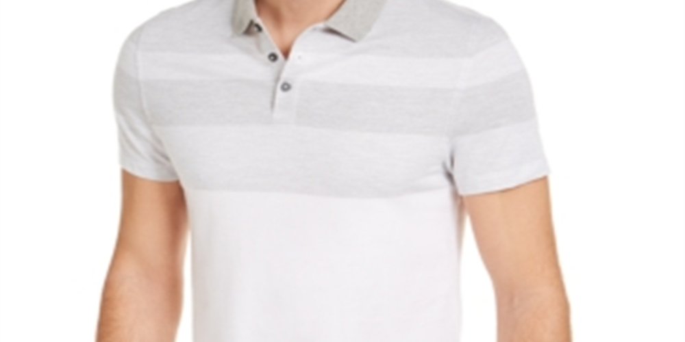 Alfani Men's Twill Striped Polo Shirt White Size X-Large