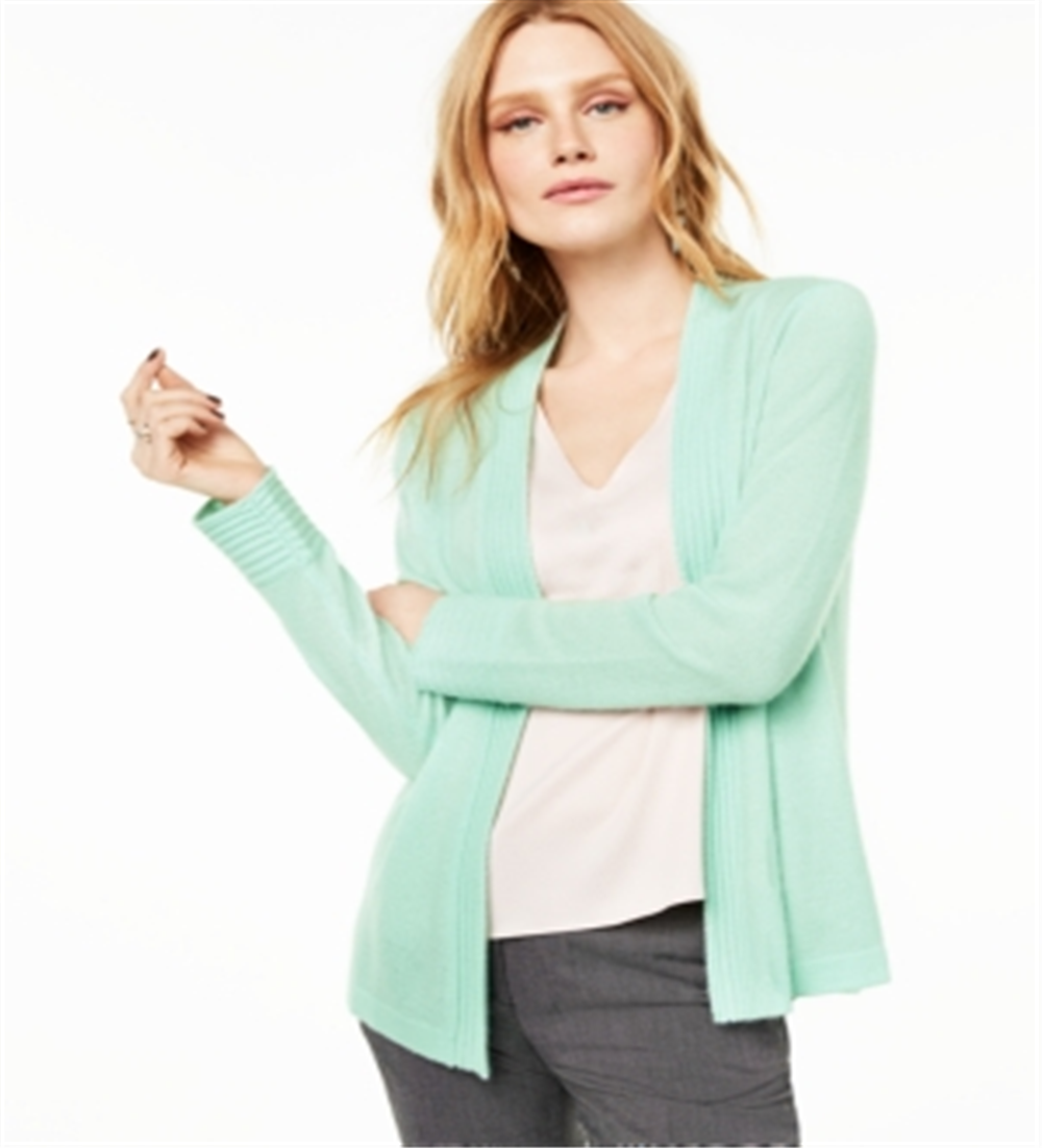 Charter Club Women's Open Front Cashmere Cardigan Green Size M