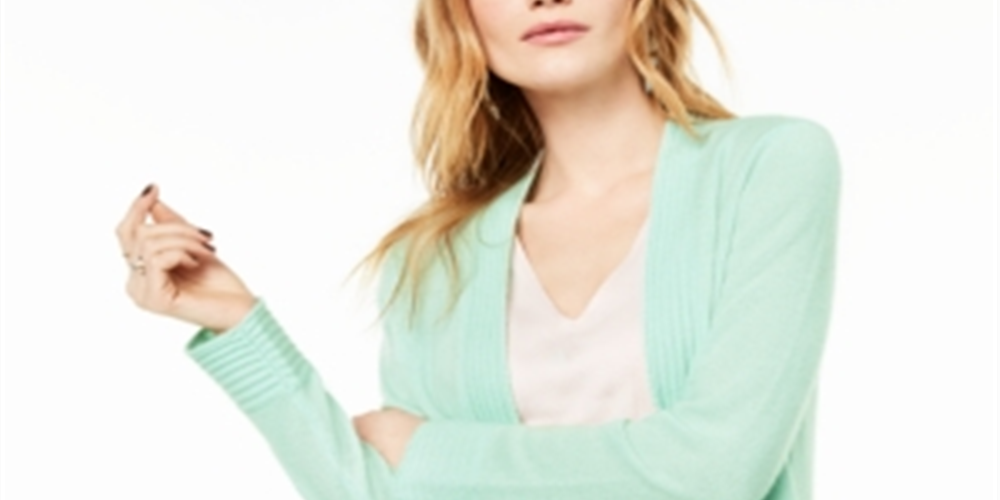 Charter Club Women's Open Front Cashmere Cardigan Green Size M