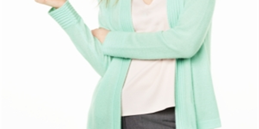Charter Club Women's Open Front Cashmere Cardigan Green Size M