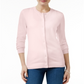 Karen Scott Women's Crew Neck Cardigan Pink Size Petite Small