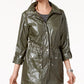 Style & Co Women's Shiny Roll Tab Sleeve Anorak Coat Green Size Large