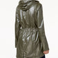 Style & Co Women's Shiny Roll Tab Sleeve Anorak Coat Green Size Large