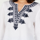 Charter Club Women's Linen Embroidered Split Neck Tunic White Size Small