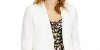 Bar III Women's Ruched Sleeve Jacket White Size Medium