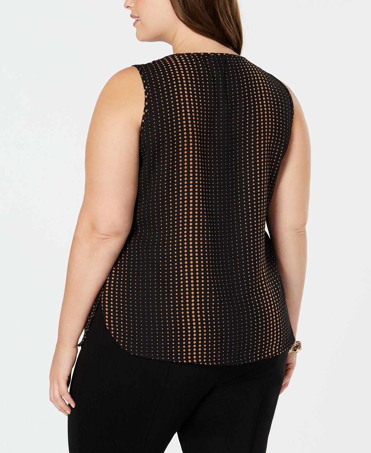 Anne Klein Women's Plus Printed Scoop Neck Sleeveless Top Black Size 3XL