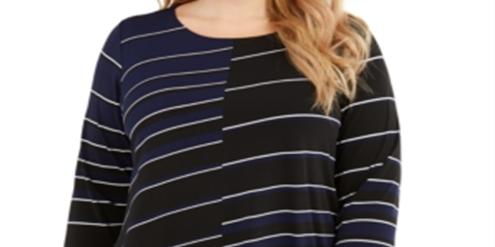 Alfani Women's Plus Printed High Low Tunic Blue Size 2X