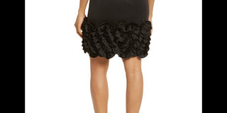 Donna Ricco Women's Ruffle Hem Stretch Satin Sheath Dress Black Size 12