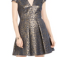 Vince Camuto Women's Fit & Flare Metallic Jacquard Dress Blue Size 2
