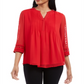 Calvin Klein Women's Solid Knit Pintuck Top Red Size Medium