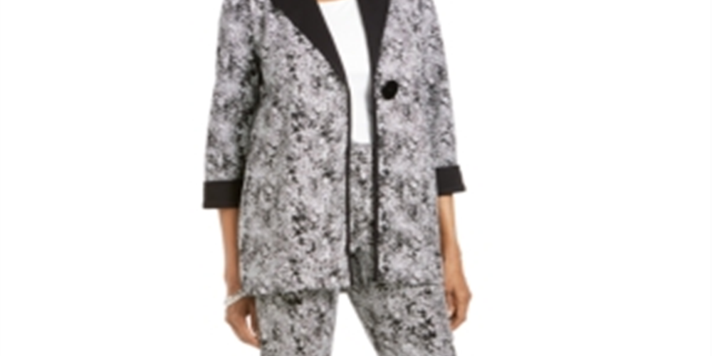 JM Collection Women's Single Button Trapeze Jacket Black Size X-Small