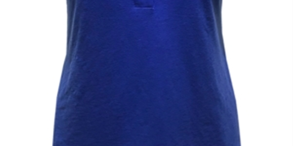 JM Collection Women's Mixed Button Top Blue Size Large