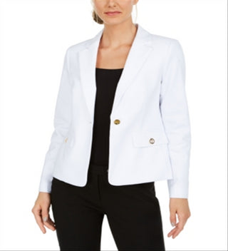 Calvin Klein Women's Single Button Grommet Blazer White Size 4