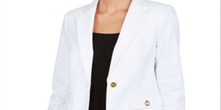Calvin Klein Women's Single Button Grommet Blazer White Size 4