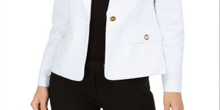 Calvin Klein Women's Single Button Grommet Blazer White Size 4