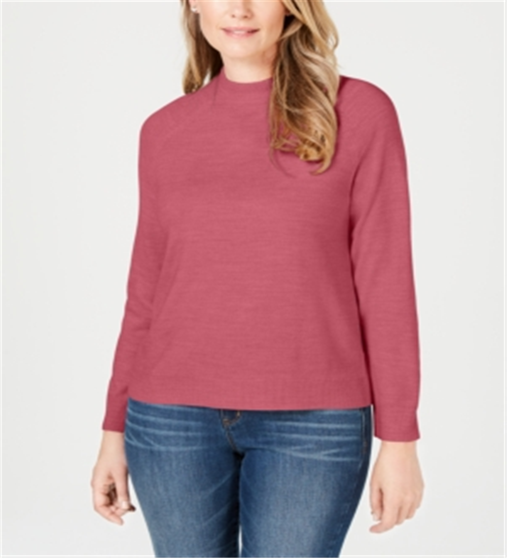 Karen Scott Women's Mock Neck Sweater Pink Size Petite L