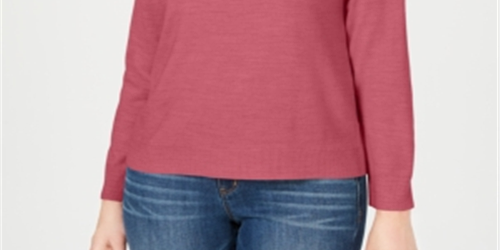 Karen Scott Women's Mock Neck Sweater Pink Size Petite L