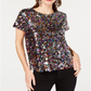 INC International Concepts Women's Sequined T-Shirt  Black Size Large