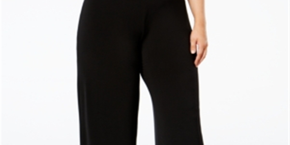 Alfani Women's Knit Wide Leg Pant Black Size 1X