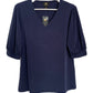 JM Collection Women's Puff Sleeve V Neck Top Blue Size Small