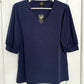 JM Collection Women's Puff Sleeve V Neck Top Blue Size Small