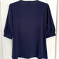 JM Collection Women's Puff Sleeve V Neck Top Blue Size Small