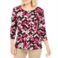 JM Collection Women's Printed Jacquard Top Pink Size Small