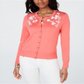 Charter Club Women's Floral Applique Cardigan Pink Size X-Large